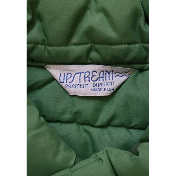 Vintage Castrol Puffer Vest XL Green Snap Upstream USA  70s/80s - Picture 9 of 12